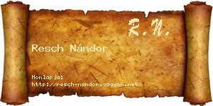 Resch Nándor névjegykártya